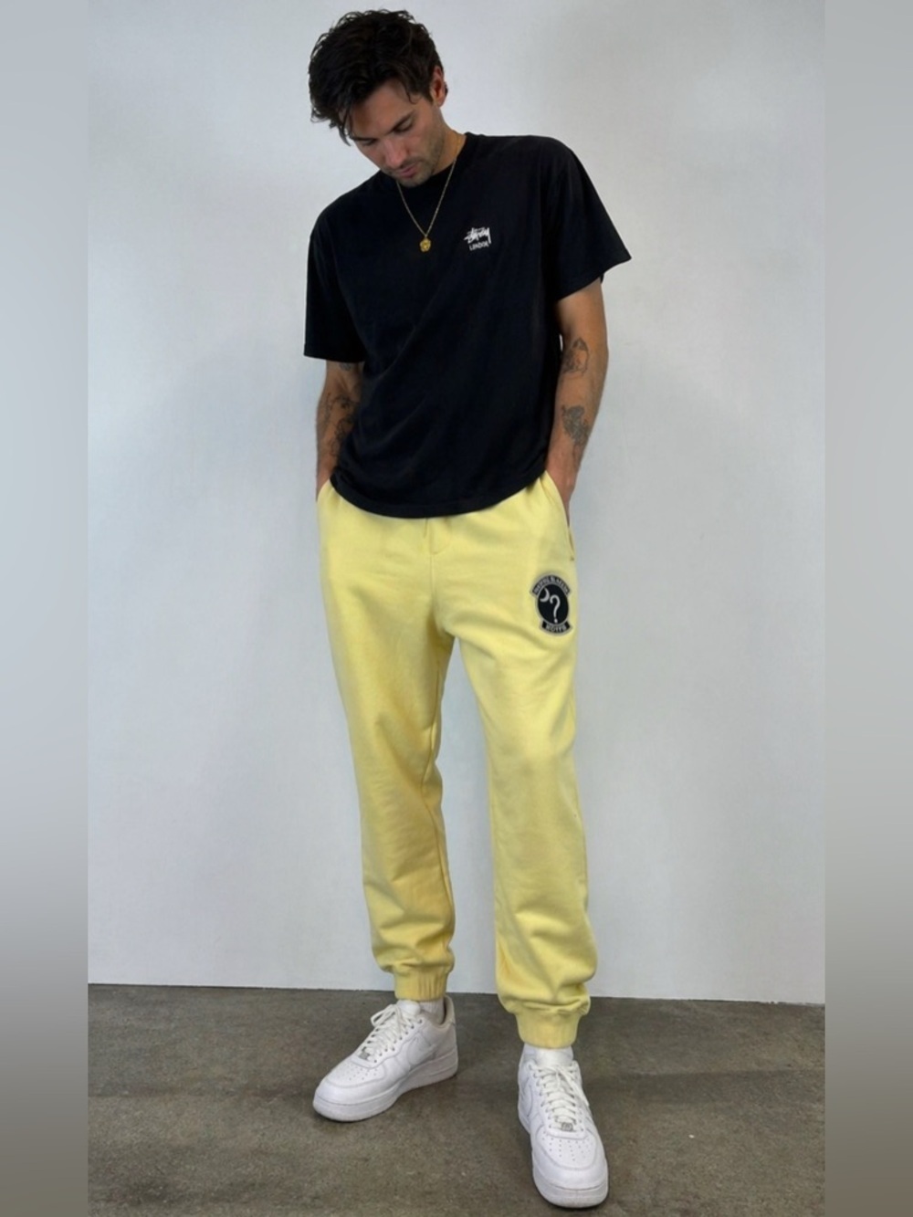 Rowing Blazers Men’s Yellow French Terry Logo  Joggers Sweatpants XL Streetwear